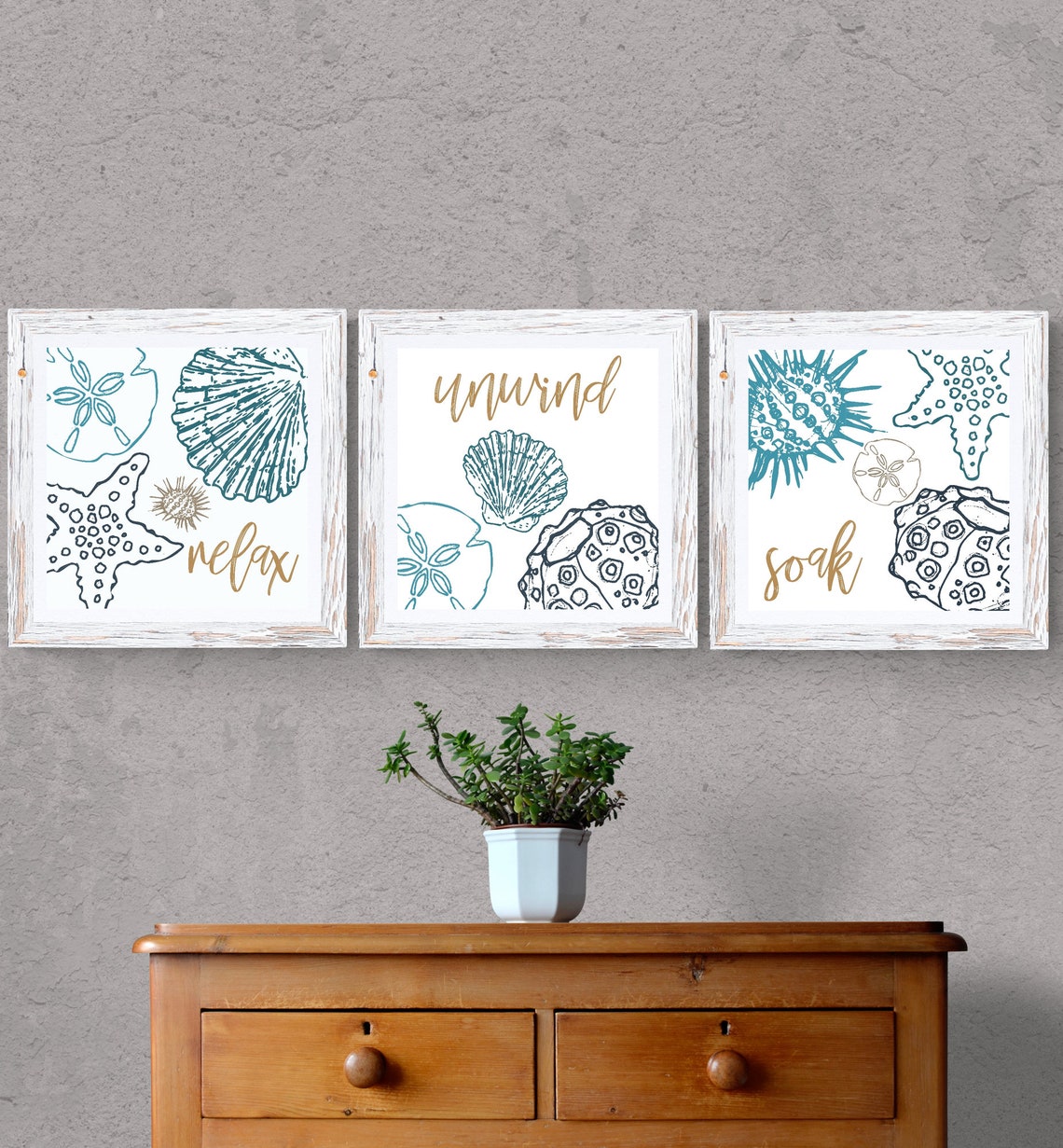 Coastal Bathroom Wall Art Nautical Print Set of 3 Bathroom - Etsy