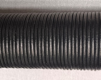 Cordon cuir noir 4 mm x 1 mètre.