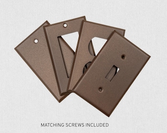 オイルラブドブロンズ仕上げ、粉体塗装ステンレススチール製スイッチプレート - 標準サイズ、ミッドサイズ、オーバーサイズ