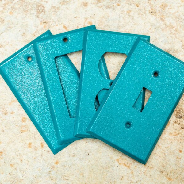 Turquoise River powder coated Toggle, Rocker, Duplex, and Blank standard size metal switch plates