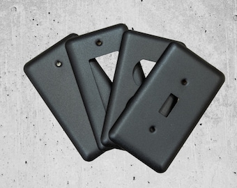 Black Stone Powder Coated Round Corner Metal Switch Plates