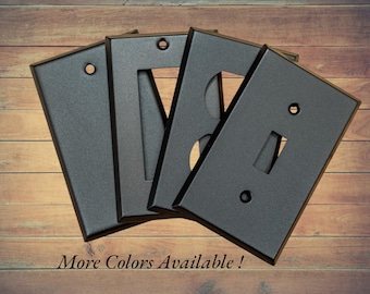 Rustic Black Cast Powder Coated Stainless Steel Switch Plates- Standard, Mid-Size, and Over-Size