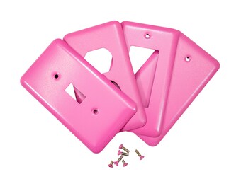 Placas de interruptor de metal con esquinas redondeadas y recubrimiento en polvo con textura de chicle rosa