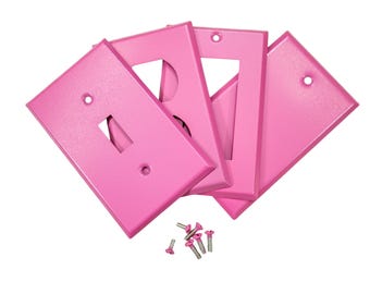 Placas de interruptor de acero inoxidable con recubrimiento en polvo y textura de chicle rosa