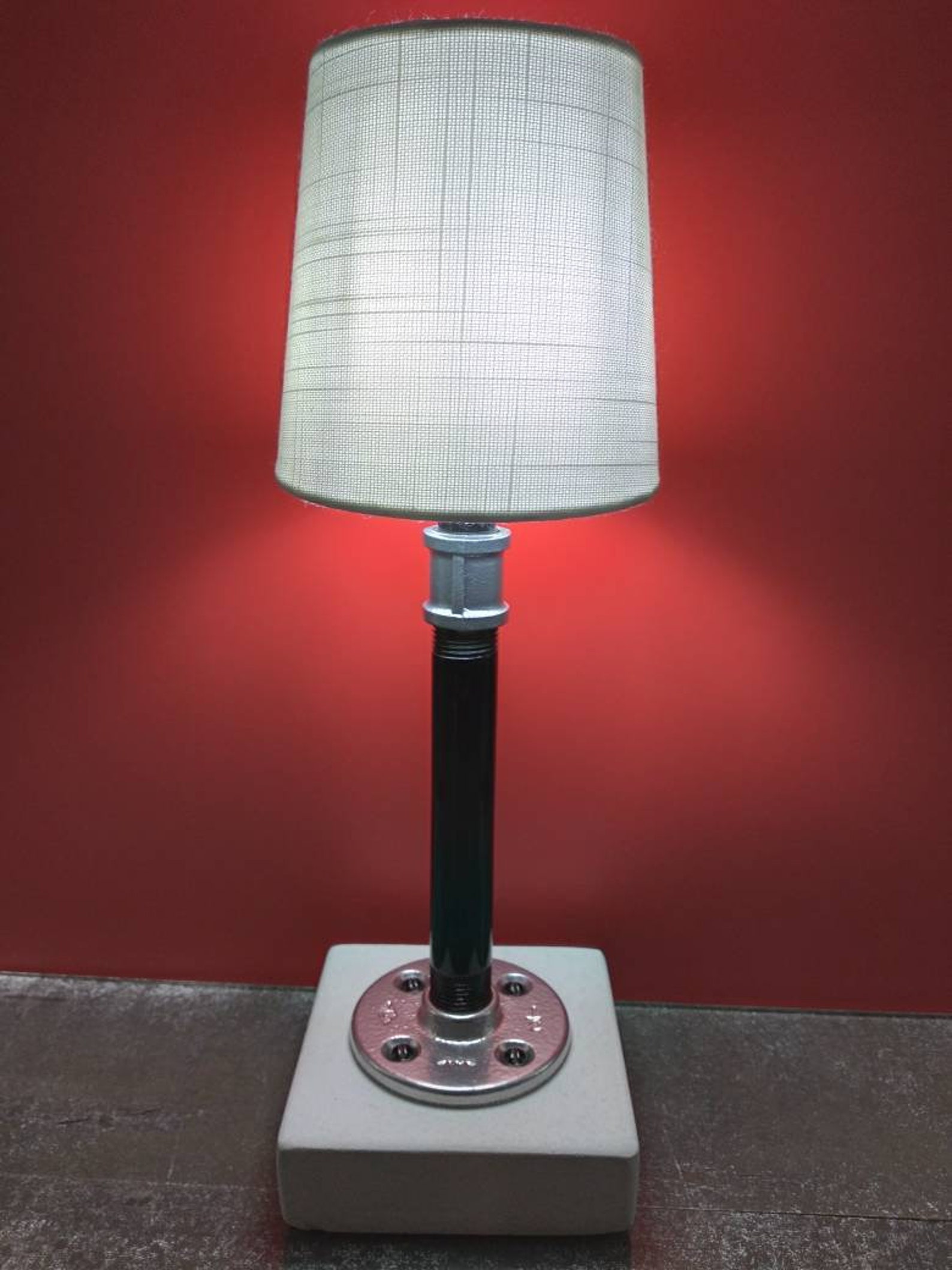 Powder coated Black and Polished Aluminum pipe lamp. Black Etsy