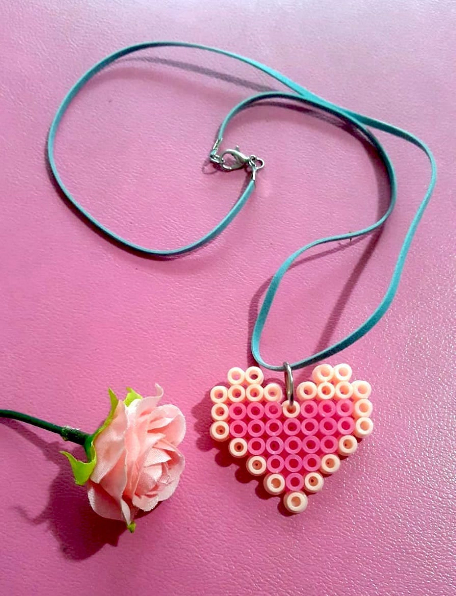 Lego Style Heart Handmade Necklace Etsy