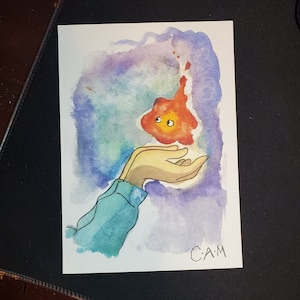 Calcifer Watercolor Print made by CAM-Skelestrial Creations