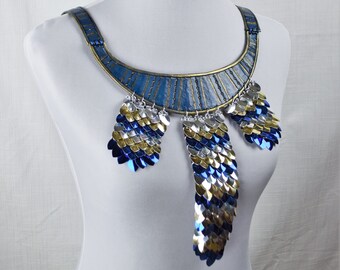 Azure, Silver, and Gold Scalemail Collar