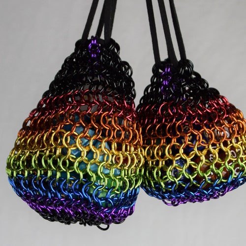 Chainmail Dice Bag Rainbow Large Etsy
