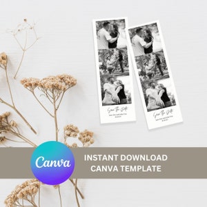 Custom Photo Strip Save the Date | Photo Booth Save the Date | Photo Save The Date Template | Canva Template
