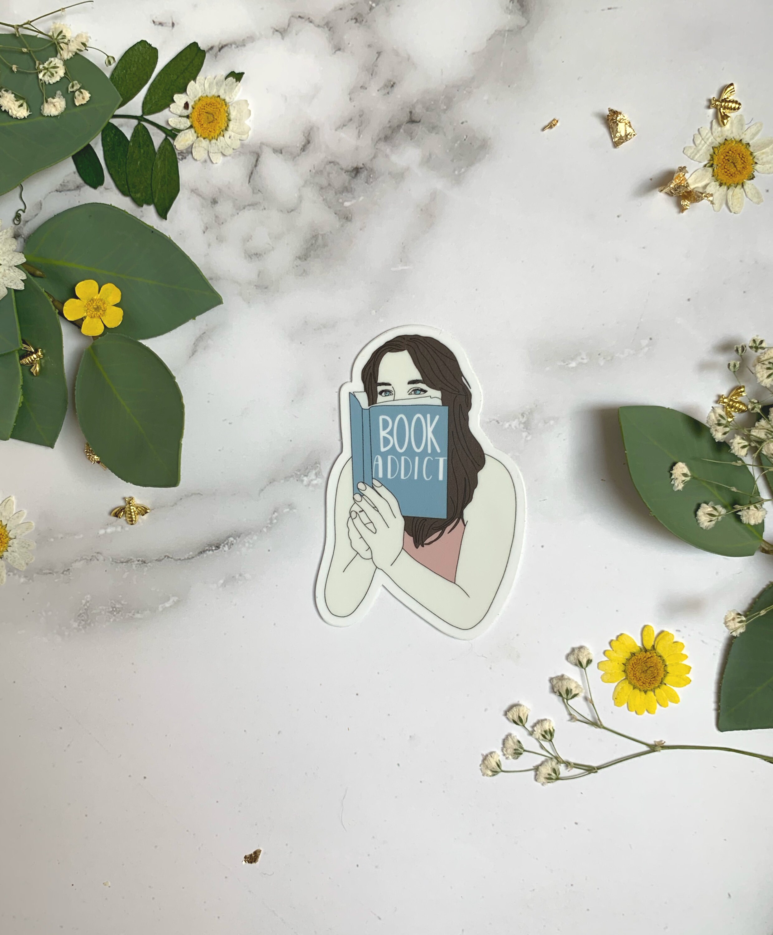 Book Addict Sticker designed by Lily Lewis. Bookworm Stickers | Etsy