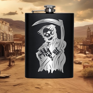 Hip Flask | Skull | 8 oz | Stainless Steel | Pirate | Death