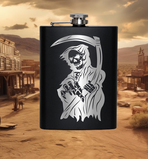 8oz BLACK Grim Reaper Flask 8oz BLACK Grim Reaper Flask