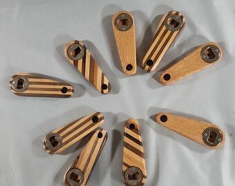 Handcrafted Wooden Bottle Opener: Striped Hardwood Barware