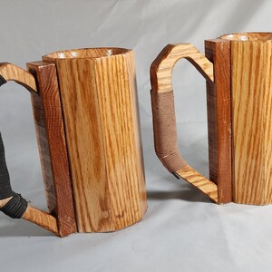 オークマグ | 八角形デザイン | レザーグリップ | バーウェア | 飲料サービス | 樽を開ける | ビール