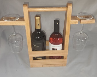 Wine Caddy | Wine Tote | Drink Carrier | Wine Glasses
