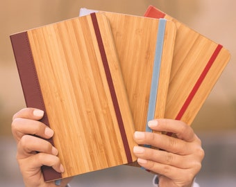 Diario de bambú ecológico: papel FSC, encuadernación de cuero vegano