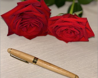 Pluma estilográfica de bambú artesanal, tinta recargable, pluma de caligrafía