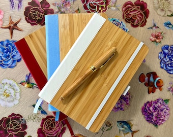 Diario de bambú con pegatinas: regalo de papelería ecológico