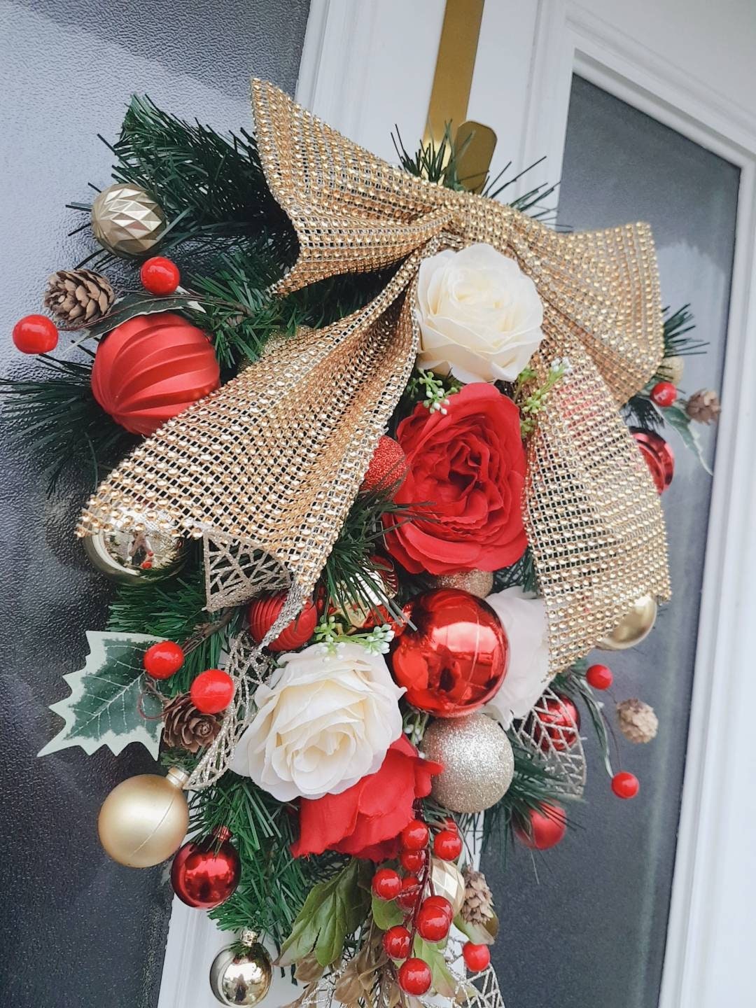 Christmas Wreath UK Christmas Tear Drop Swags for Front Door Etsy UK