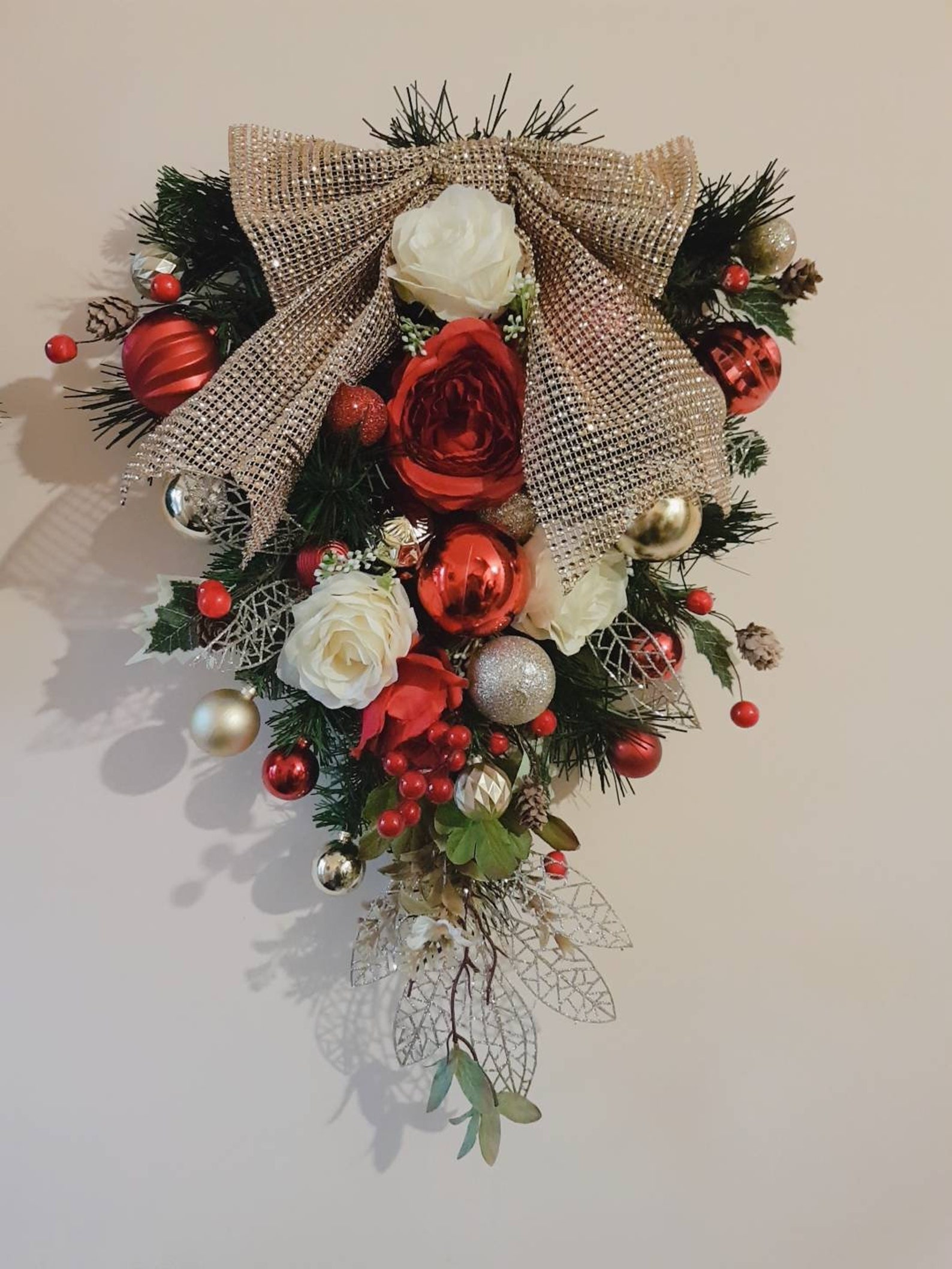 Christmas Wreath UK Christmas Tear Drop Swags for Front Door Etsy UK