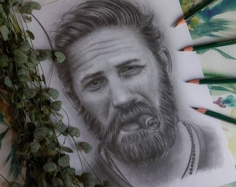 Ritratto originale di Tom Hardy Peaky Blinders disegno a matita fanart Alfie Solomons Venom