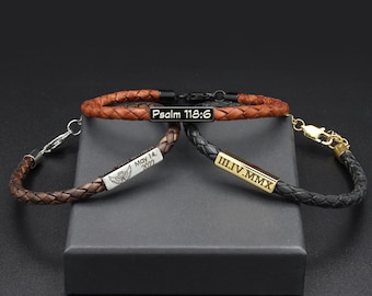Leather Braided Bracelet, Personalized Name Bolo Mens Bracelet Boyfriend Gift, Custom Womens Leather Bracelet Gift, Genuine Leather Bracelet