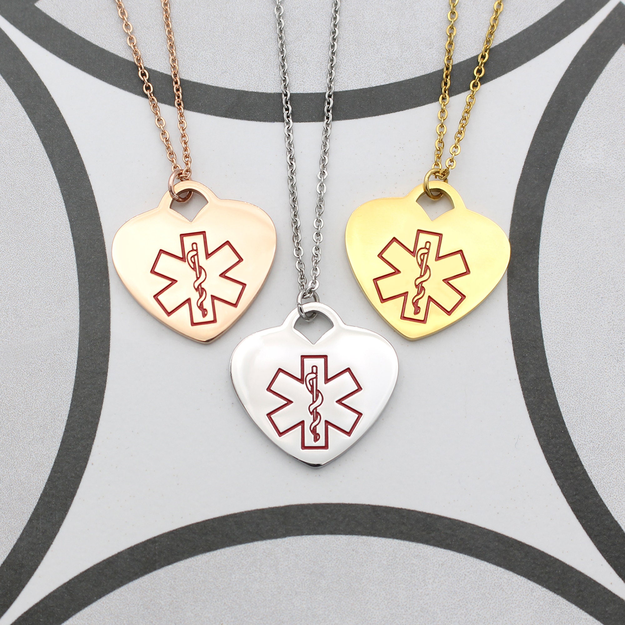 Heart shaped hotsell medical alert necklace