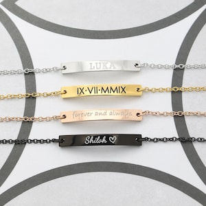 Personalized Bracelet for Women, Girls Bracelet Custom Name Jewelry, Dainty Bar Bracelet, Flower Girl Gift, Best Friends Bracelet, Birthday