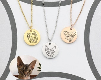 Custom Pet Portrait Necklace, Dog Photo Necklace, Animal Portrait Pet Memorial Jewelry Gift, Dog Lover Gift, Cat Lover, Pet Loss Gifts