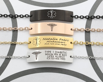 Medical Alert Bracelet Gloss, Personalized Medical Id Bracelet