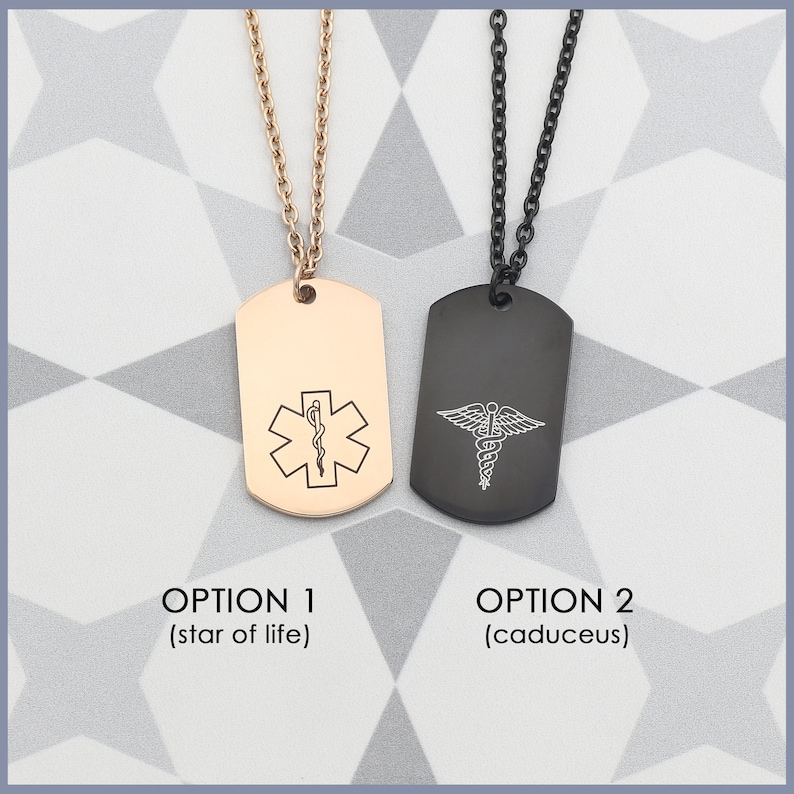 Personalized Medical ID Necklace Medical Alert Dog Tag Etsy