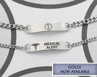 Kubanskt armband för medicinskt ID-larm, personligt armband för nöd-ID, anpassade smycken för diabetesmedicinska armband, allergilarm, autism