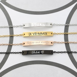 Personalized Kids Bracelet, Girls Name Jewelry, Boys Name Bracelet, Dainty Bar Bracelet, Best Friends Bracelet, Custom Bracelet