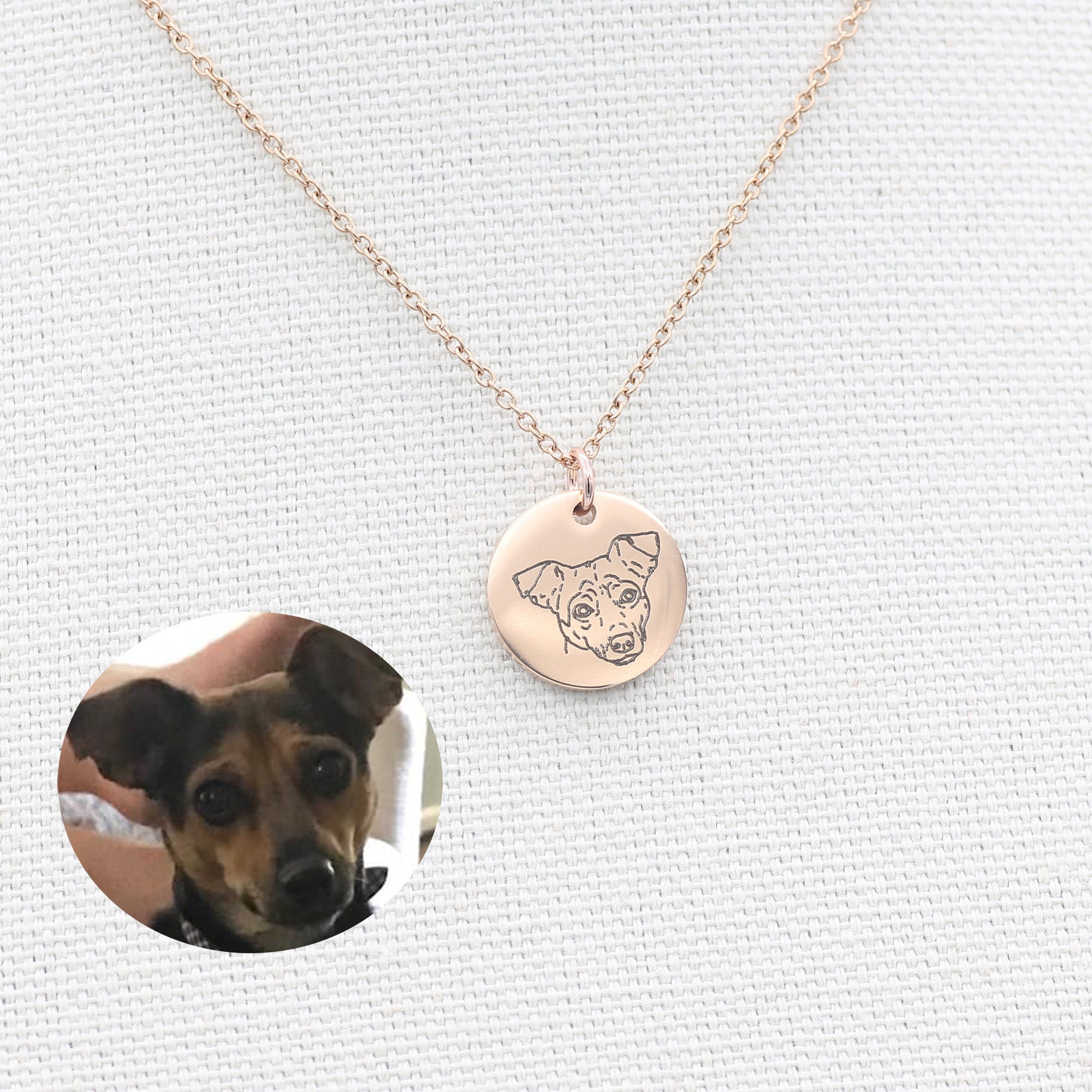 Custom Pet Portrait Necklace Dog Photo Necklace Animal Etsy