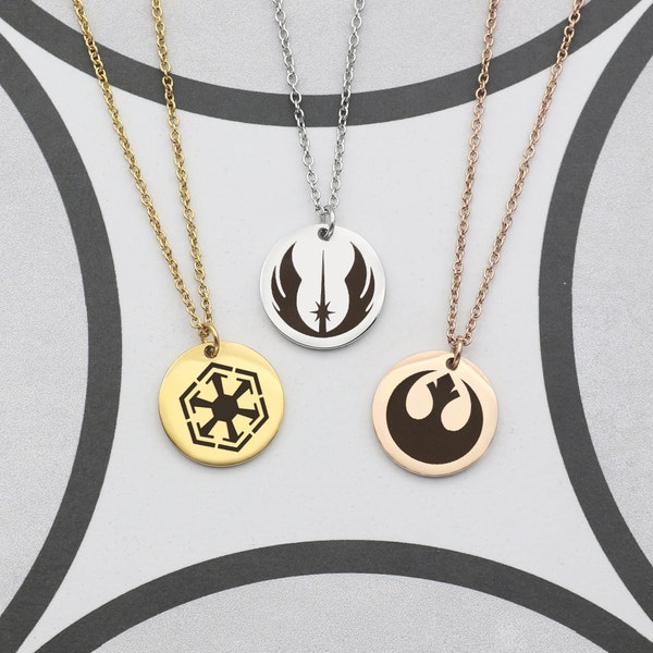 Custom Star Wars Symbol Necklace, Rebel Alliance Jedi Order Personalized Star Wars Necklace, Star Wars Fan Jewelry, Galactic Republic Gift