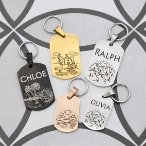 Pet Tags, Pet ID Tag Beach Farm, Custom Dog Name Tag, Pet Tag for Cat, Mountain Desert Pet ID Tags Microchipped, Lost Dog Nature Outdoor Tag