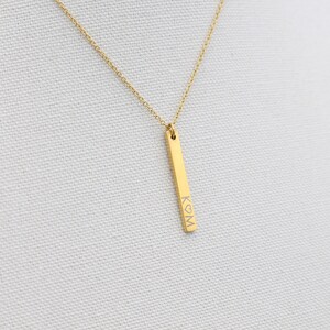 Dainty Vertical Bar Necklace, Personalized Bar Necklace Pendant, Kids Names Necklace, Dainty Chain Necklace for Mom, Girlfriend Necklace image 3