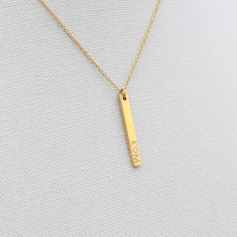 Dainty Vertical Bar Necklace, Personalized Bar Necklace Pendant, Kids Names Necklace, Dainty Chain Necklace for Mom, Girlfriend Necklace image 3