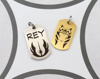 Star Wars Dog Tag, Jedi Order Mandalorian Personalized Ahsoka Symbol Dog Collar Pet Id, Rebel Alliance Custom Pet Tag, Star Wars Luggage Tag