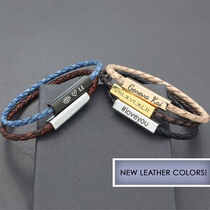 Personalized Leather Braided Bracelet for Women, Mens Leather Bracelet Bolo, Custom Friendship Cord Bracelet, Gift for Him, Gift for Her