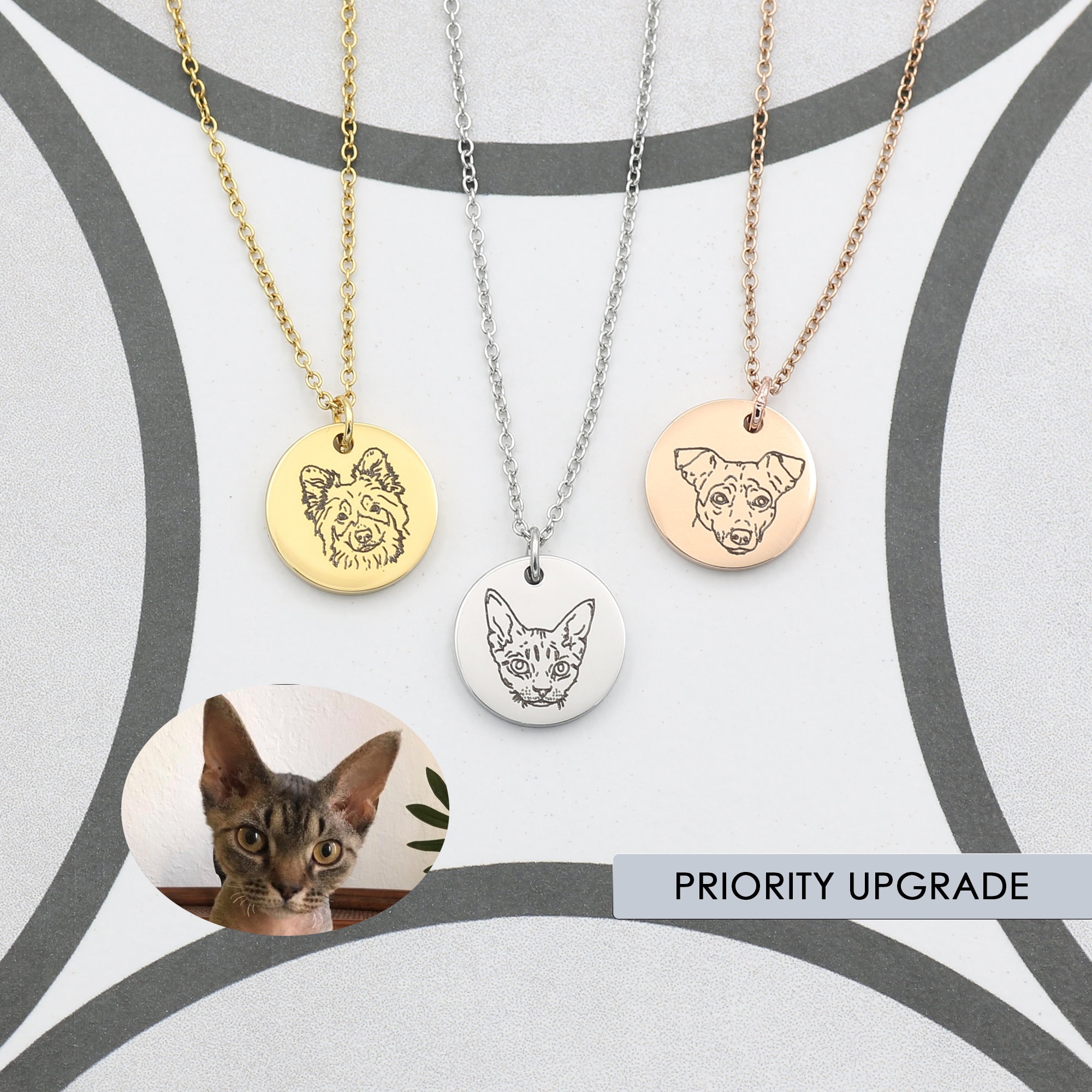 Custom Pet Portrait Necklace Dog Photo Necklace Animal Etsy