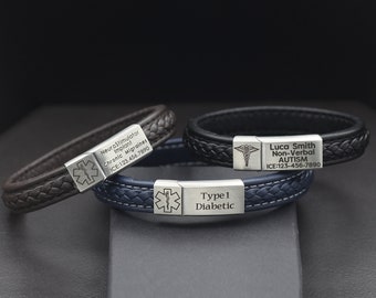 Diabetiker Medizinisch Warnen Armband Diabetes Survival Leather Bracelet Lovely