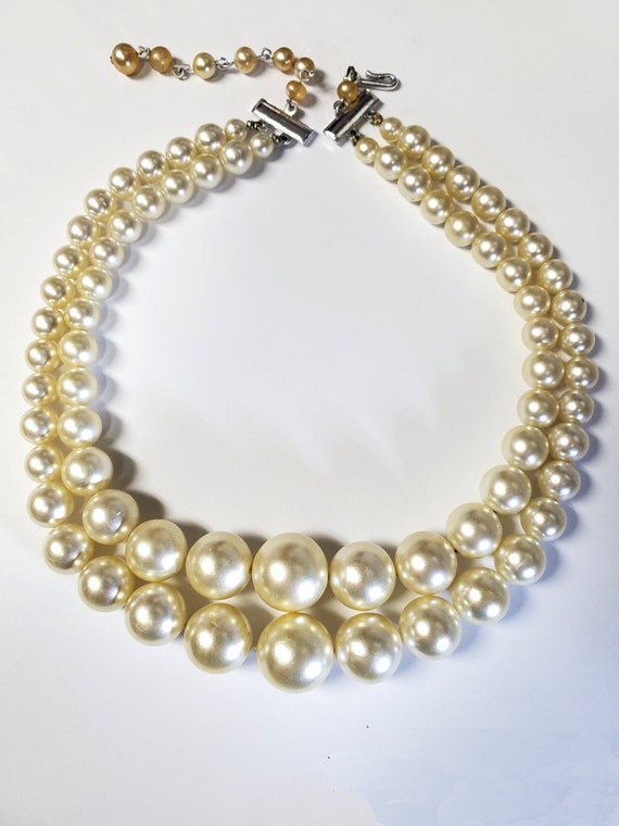 50's Vintage 2 Strand Pearl Necklace - image 1