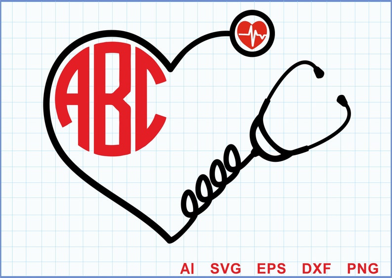 Nurse Stethoscope SVG,Heart Stethoscope Svg,Stethoscope monogram frames Svg Instant download design for cricut or silhouette