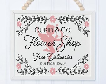 Cupid and Co Flower Shop Cut File, Cupid svg, Flower Shop svg, Valentine's Day svg, Flower svg, Farmhouse svg, Cricut, Silhouette, Love svg