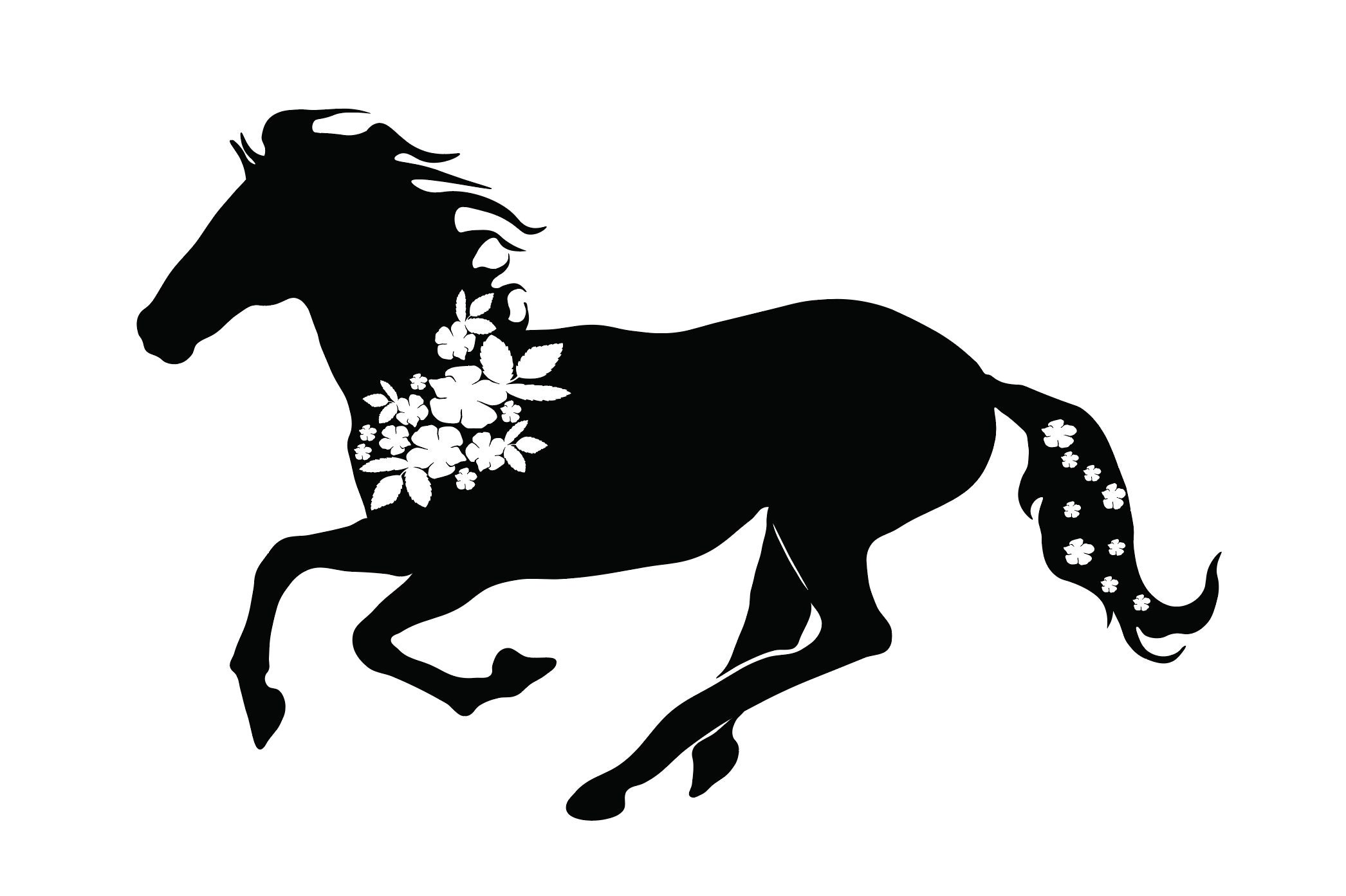 Download Floral Horse Cut File, Horse with Flowers svg, Horse svg, Animal Lover svg, Flower svg, Cricut ...