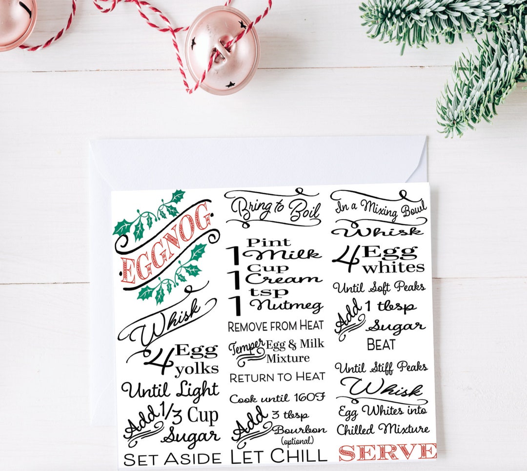 Digital Print, Christmas Printable, Eggnog Recipe, Christmas Wall Art ...