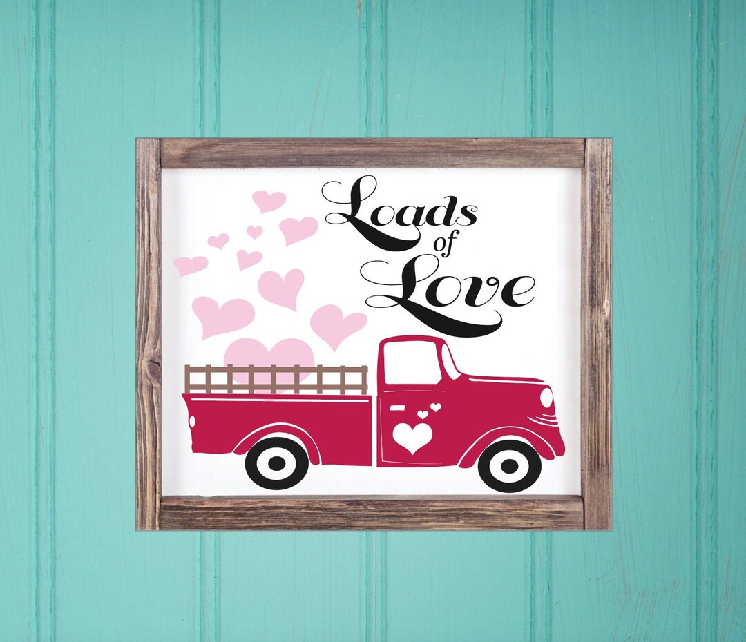 Red Truck Valentine's Day Cut File, Vintage Red Truck Svg, Heart Svg ...