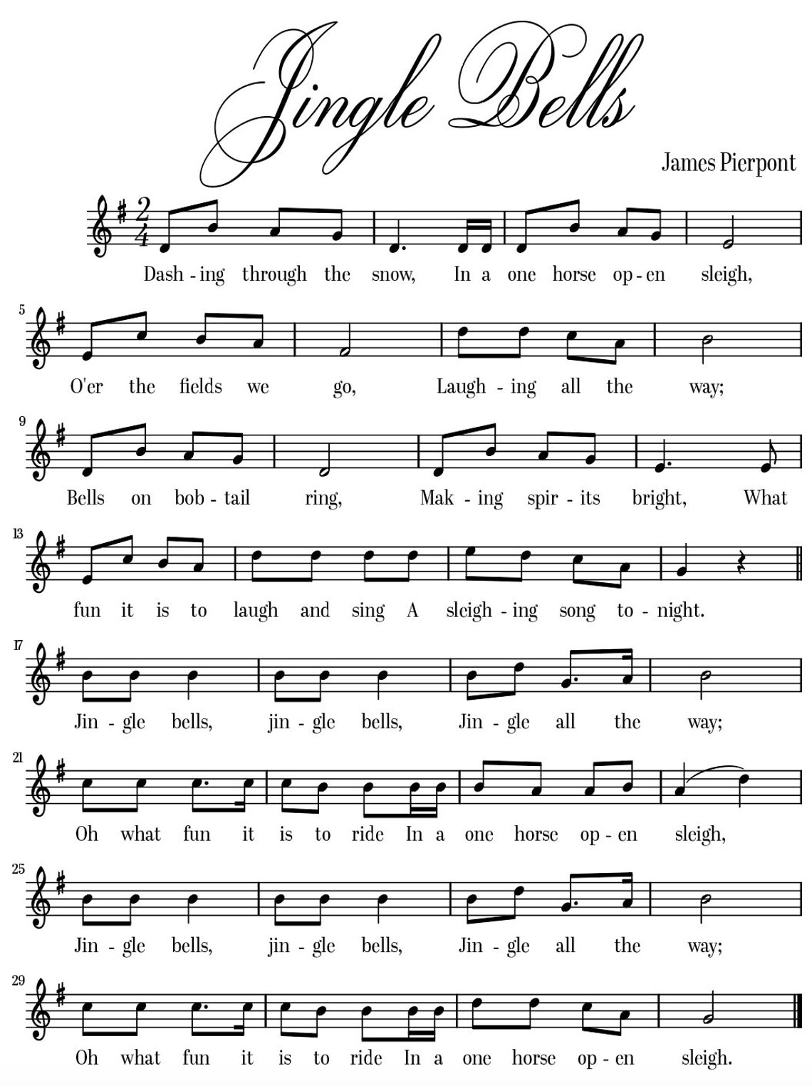 Digital Print Jingle Bells Sheet Music Printable Living | Etsy